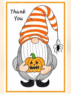 Original Art Work by Seller Jack o Lantern Gnome Business Cards